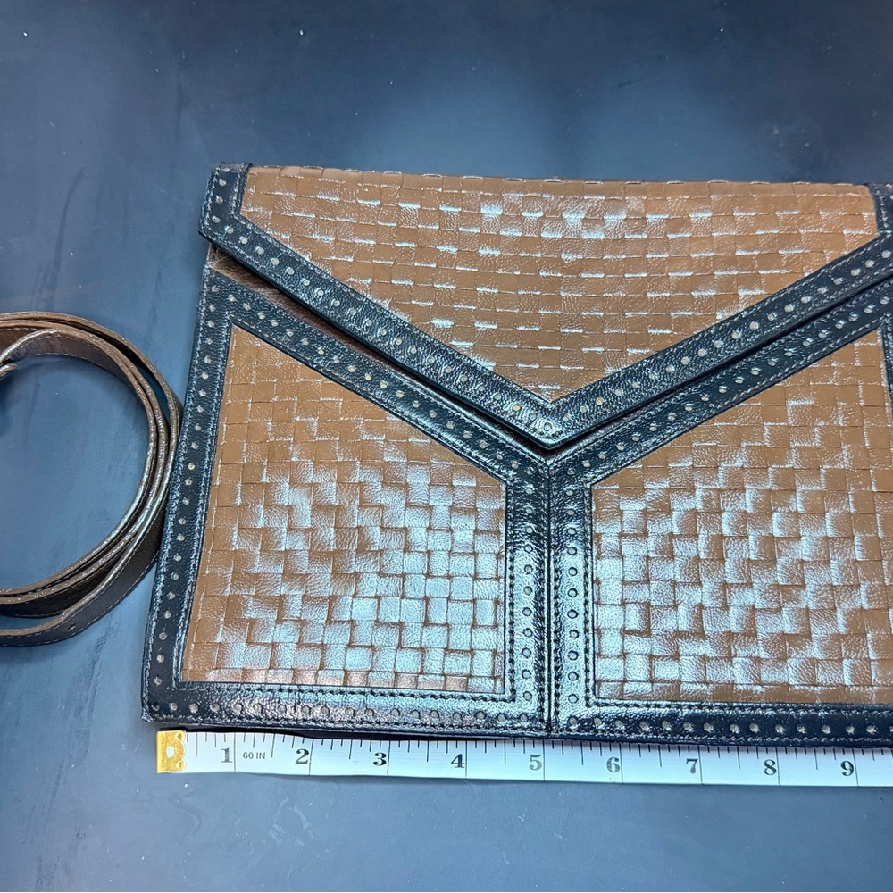 YSL Brown and Black Woven leather purse/clutch.